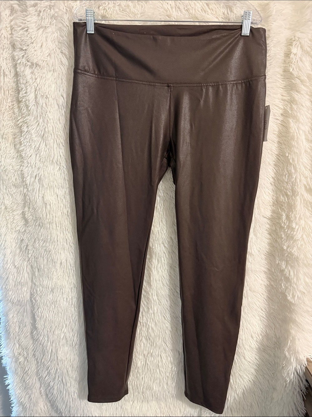 Time and Tru Brown Faux-Leather Leggings